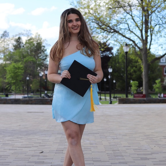 Blue satin dress - Picture 5 of 5